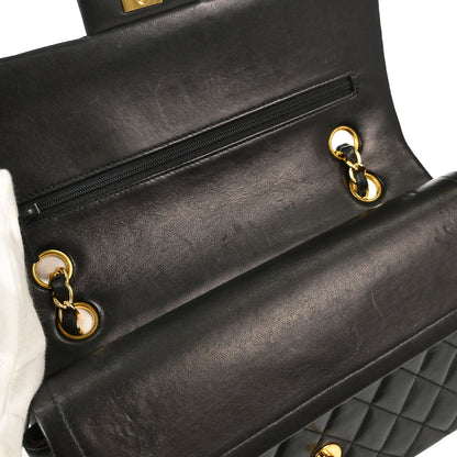 Chanel 1997-1999 Black Lambskin Medium Classic Double Flap Shoulder Bag