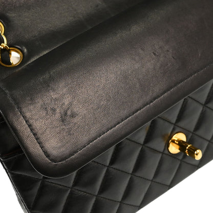 Chanel 1997-1999 Black Lambskin Medium Classic Double Flap Shoulder Bag