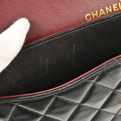Chanel 1997-1999 Black Lambskin Medium Classic Double Flap Shoulder Bag