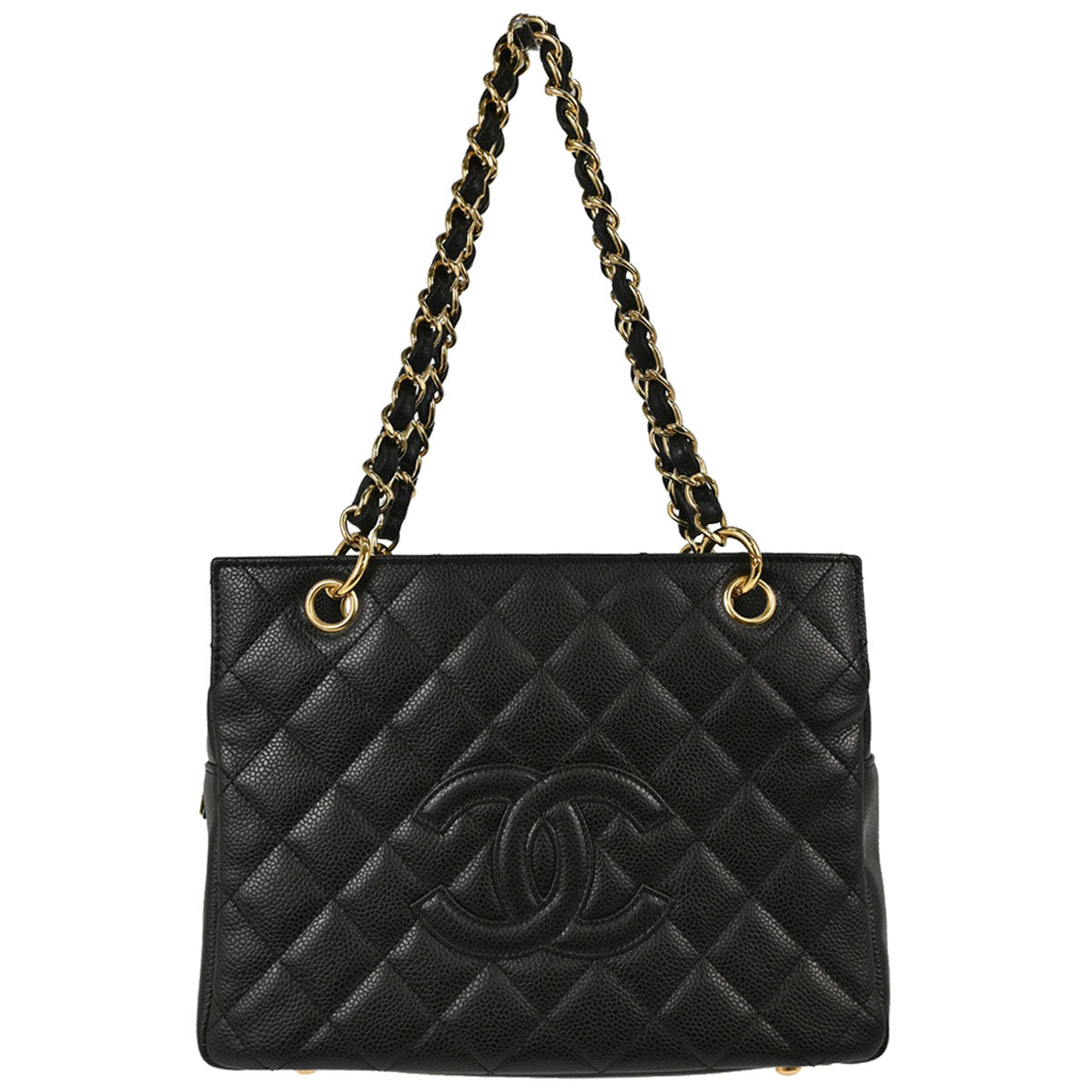 Chanel 2008-2009 Black Caviar Skin Petite Timeless Tote PTT Chain Handbag