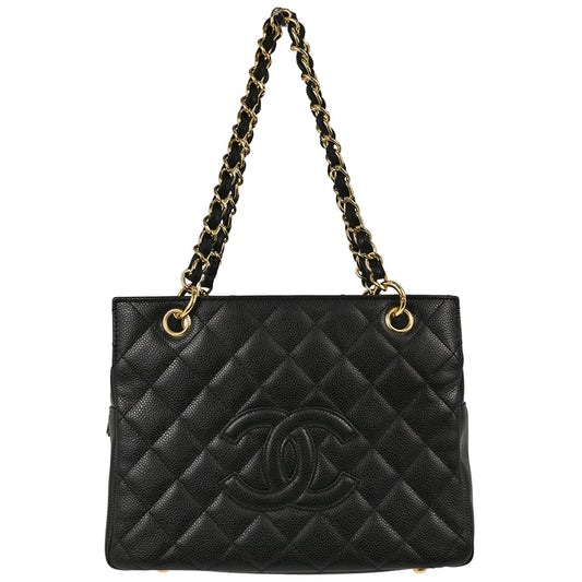 Chanel 2008-2009 Black Caviar Skin Petite Timeless Tote PTT Chain Handbag
