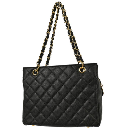 Chanel 2008-2009 Black Caviar Skin Petite Timeless Tote PTT Chain Handbag
