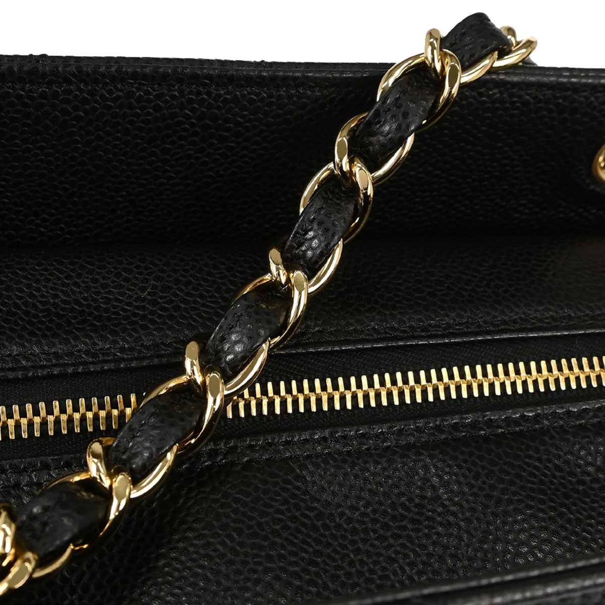 Chanel 2008-2009 Black Caviar Skin Petite Timeless Tote PTT Chain Handbag