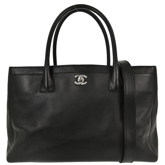Chanel 2008-2009 Black Calfskin Executive Cerf 2way Shoulder Tote Bag