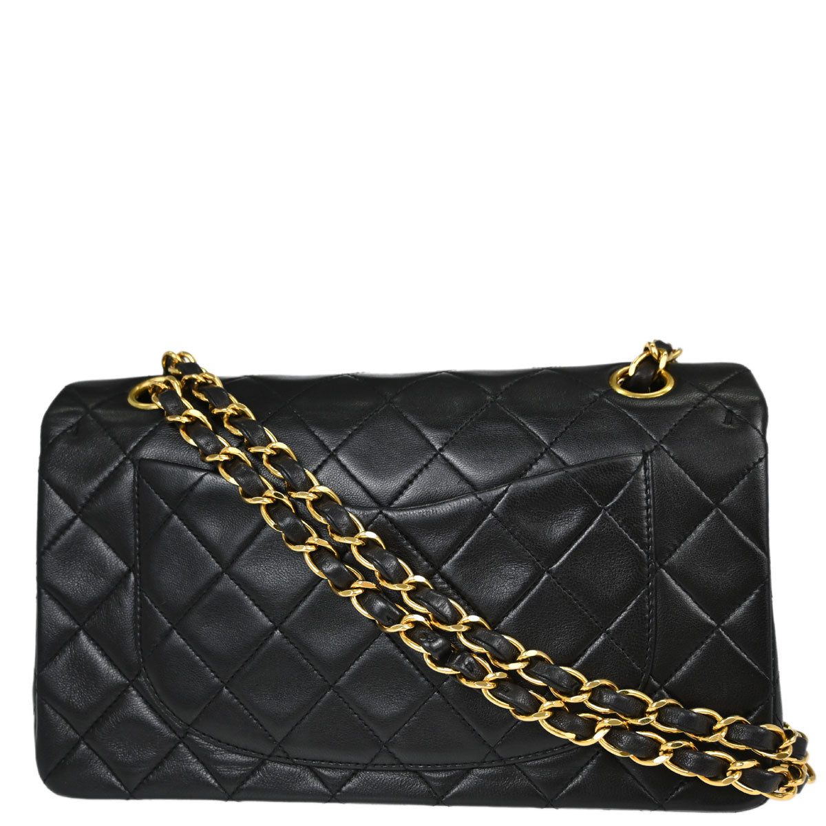 Chanel Black Lambskin Small Double Flap Shoulder Bag