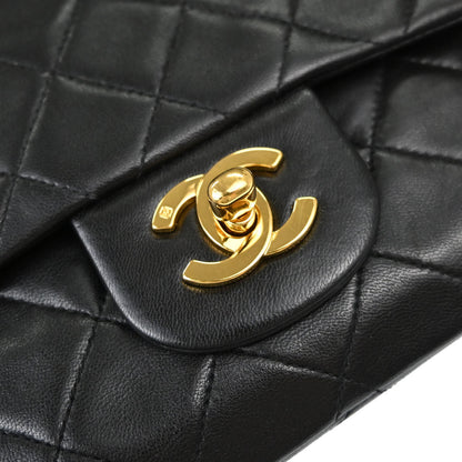 Chanel Black Lambskin Small Double Flap Shoulder Bag
