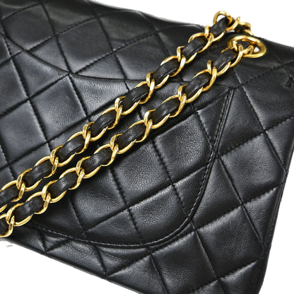 Chanel Black Lambskin Small Double Flap Shoulder Bag