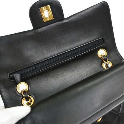 Chanel Black Lambskin Small Double Flap Shoulder Bag