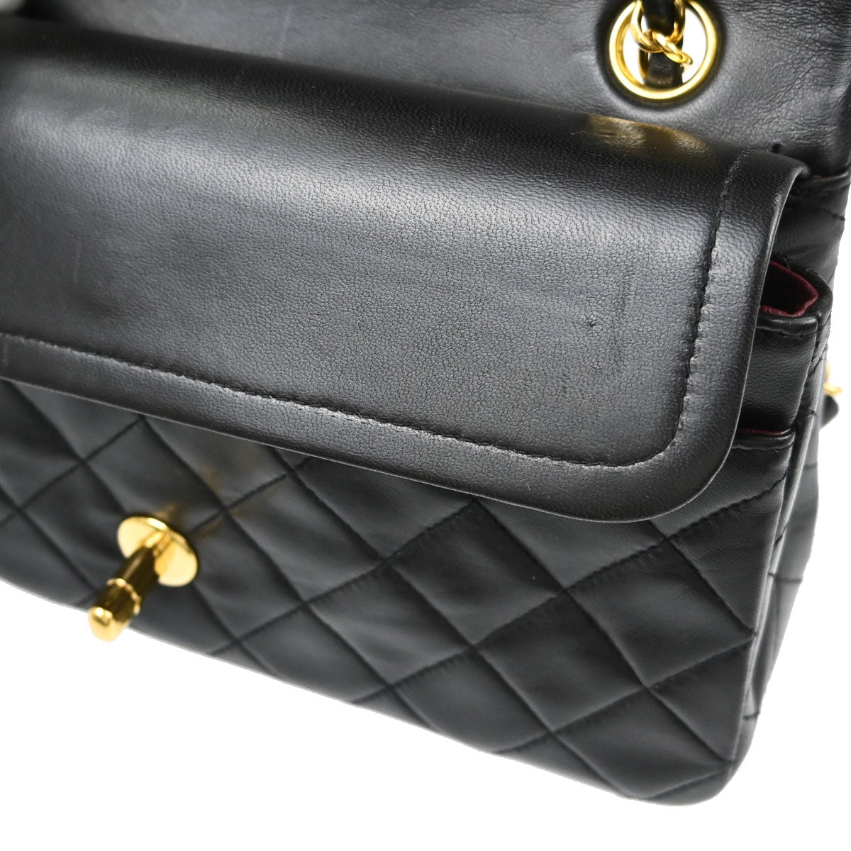 Chanel Black Lambskin Small Double Flap Shoulder Bag