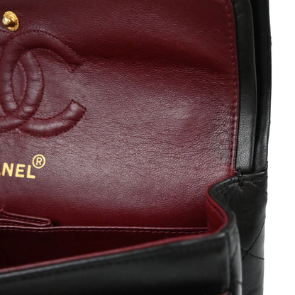 Chanel Black Lambskin Small Double Flap Shoulder Bag