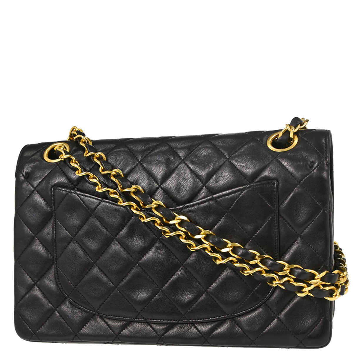 Chanel 1986-1988 Black Lambskin Small Double Flap Shoulder Bag