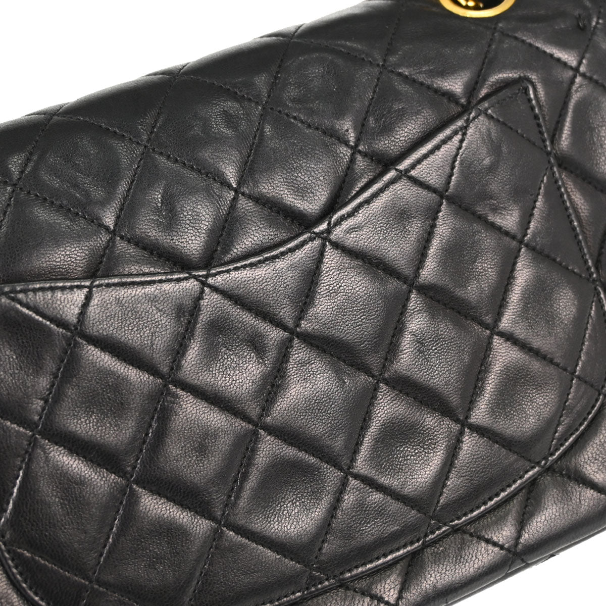 Chanel 1986-1988 Black Lambskin Small Double Flap Shoulder Bag