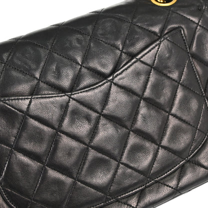 Chanel 1986-1988 Black Lambskin Small Double Flap Shoulder Bag