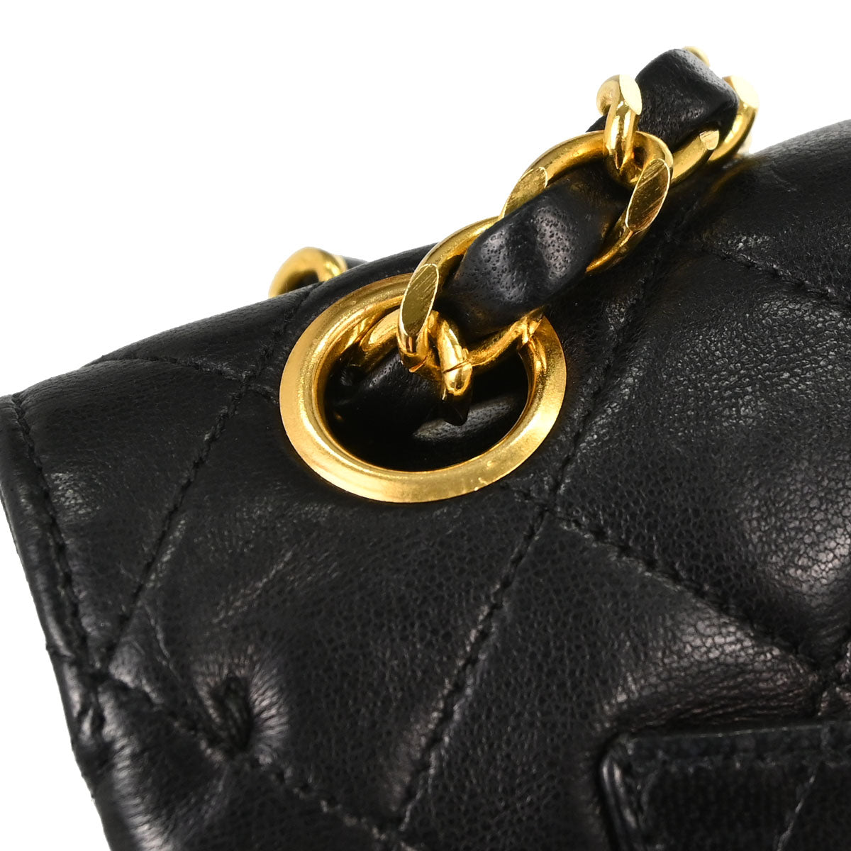 Chanel 1986-1988 Black Lambskin Small Double Flap Shoulder Bag