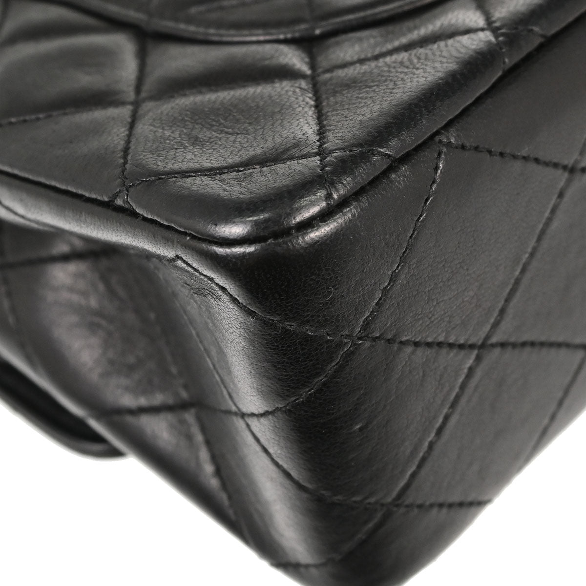 Chanel 1986-1988 Black Lambskin Small Double Flap Shoulder Bag