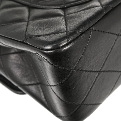 Chanel 1986-1988 Black Lambskin Small Double Flap Shoulder Bag