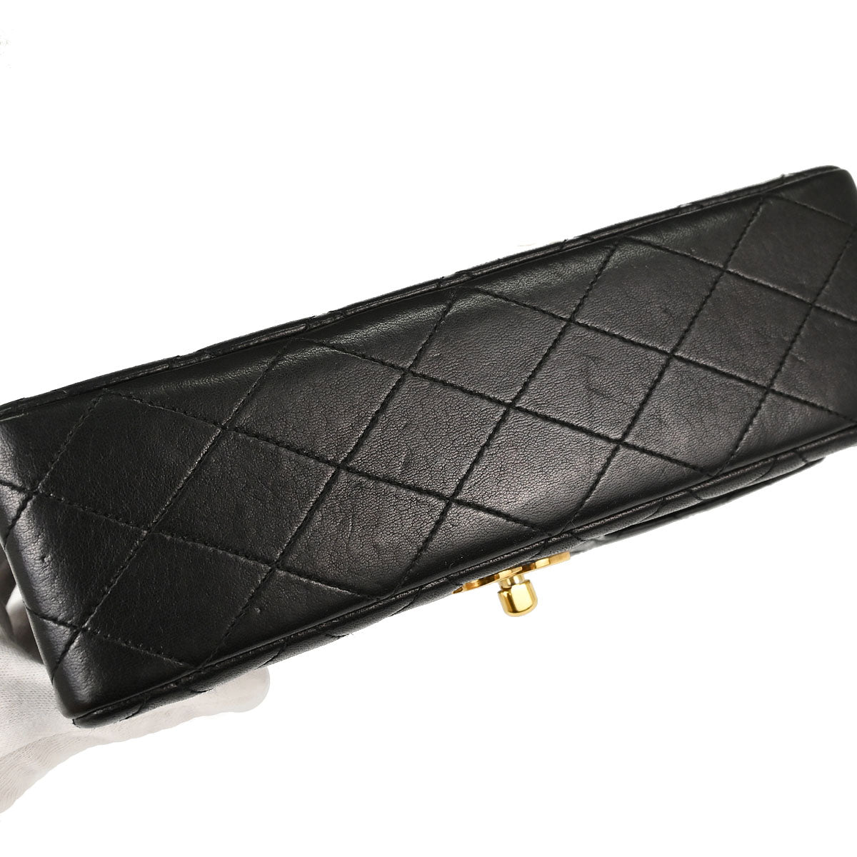 Chanel 1986-1988 Black Lambskin Small Double Flap Shoulder Bag