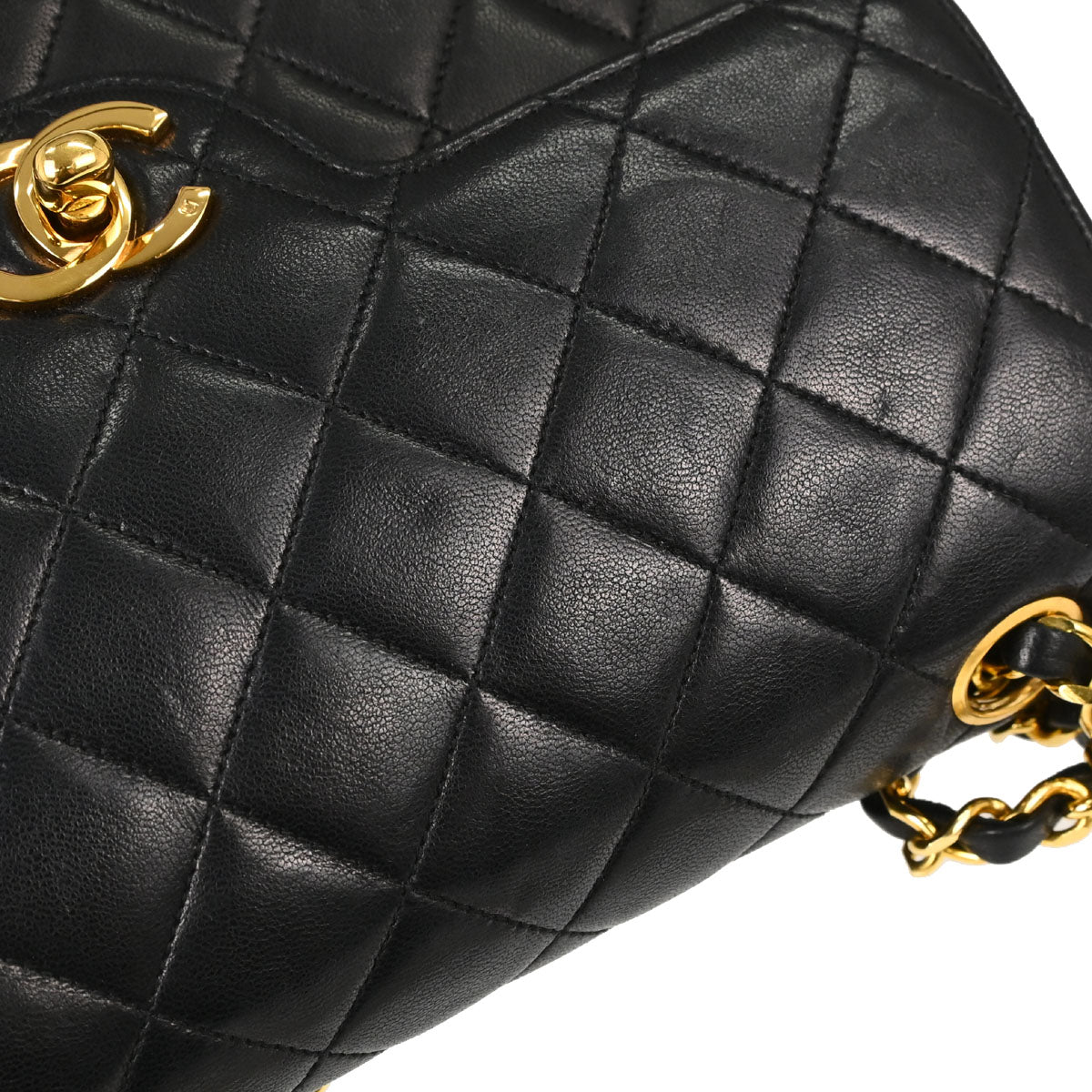 Chanel 1986-1988 Black Lambskin Small Double Flap Shoulder Bag