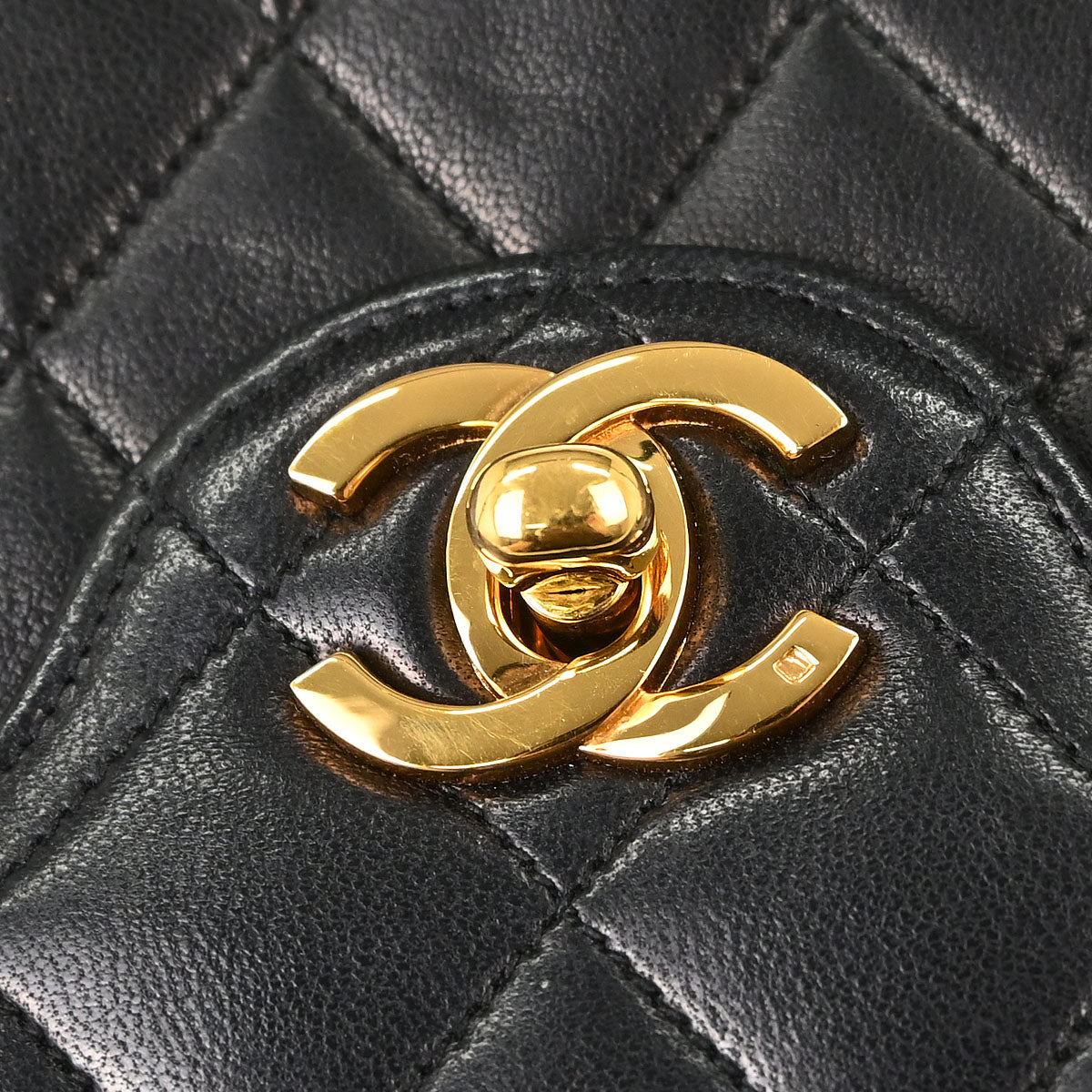 Chanel 1986-1988 Black Lambskin Small Double Flap Shoulder Bag