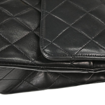 Chanel 1986-1988 Black Lambskin Small Double Flap Shoulder Bag