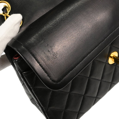 Chanel 1986-1988 Black Lambskin Small Double Flap Shoulder Bag