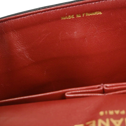 Chanel 1986-1988 Black Lambskin Small Double Flap Shoulder Bag