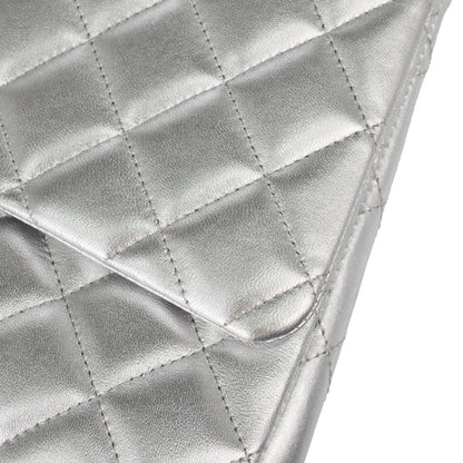 Chanel 2011 Metallic Silver Lambskin Maxi Classic Flap Shoulder Bag
