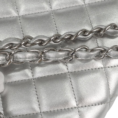 Chanel 2011 Metallic Silver Lambskin Maxi Classic Flap Shoulder Bag