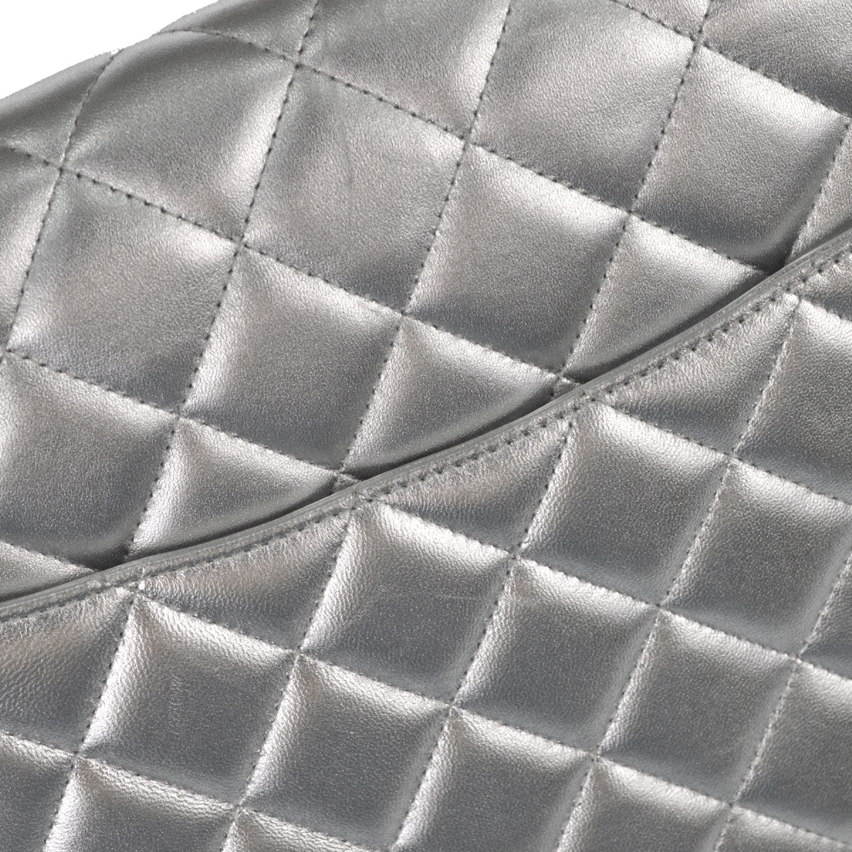 Chanel 2011 Metallic Silver Lambskin Maxi Classic Flap Shoulder Bag