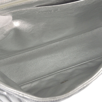 Chanel 2011 Metallic Silver Lambskin Maxi Classic Flap Shoulder Bag