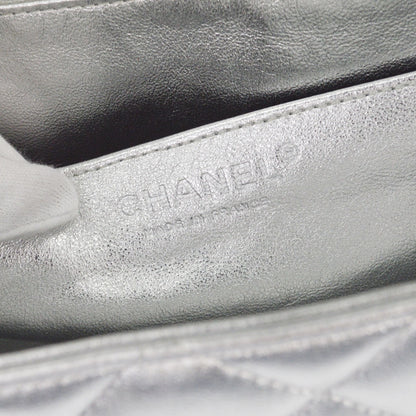 Chanel 2011 Metallic Silver Lambskin Maxi Classic Flap Shoulder Bag