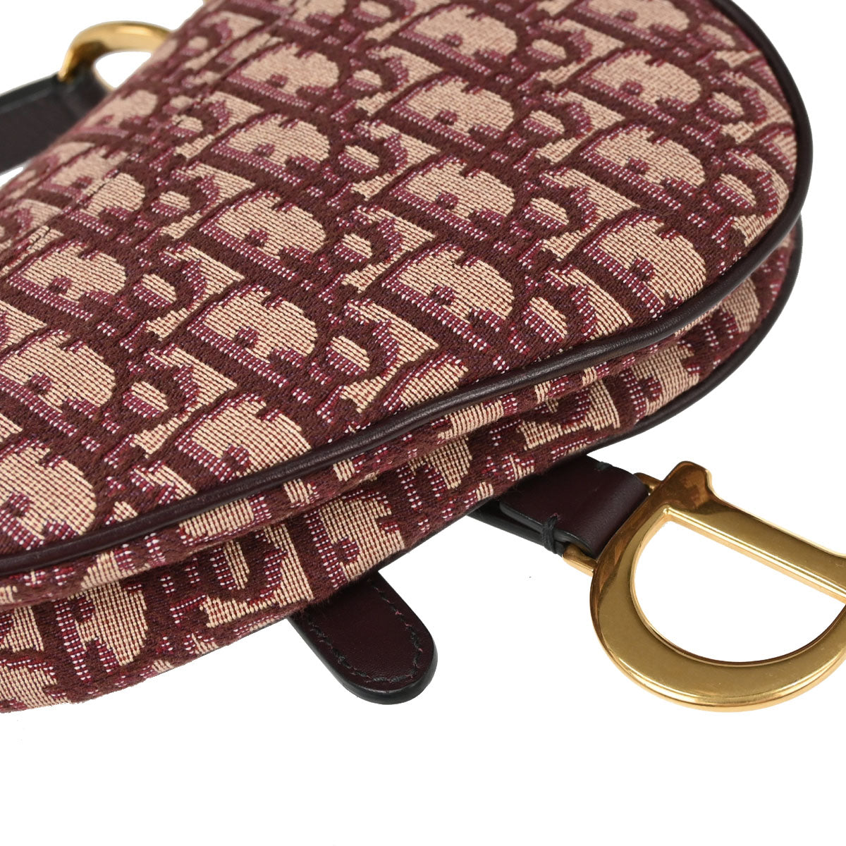 Christian Dior Burgundy Trotter Oblique Saddle 2way Shoulder Handbag