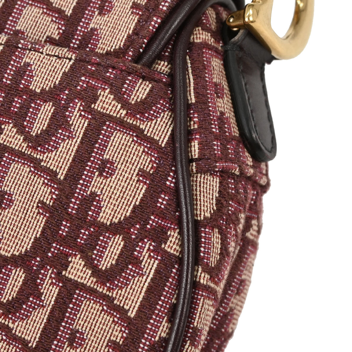 Christian Dior Burgundy Trotter Oblique Saddle 2way Shoulder Handbag