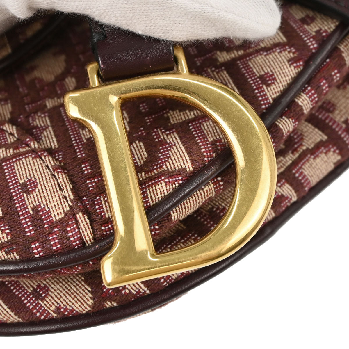 Christian Dior Burgundy Trotter Oblique Saddle 2way Shoulder Handbag