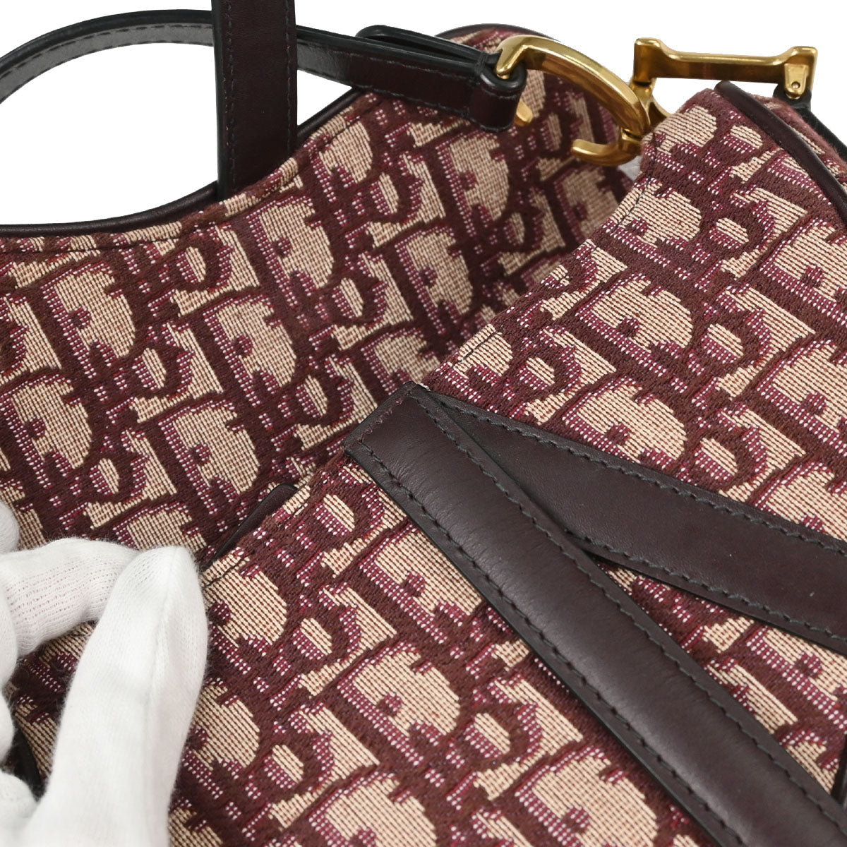 Christian Dior Burgundy Trotter Oblique Saddle 2way Shoulder Handbag