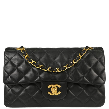 Chanel 1996-1997 Black Lambskin Small Classic Double Flap Shoulder Bag