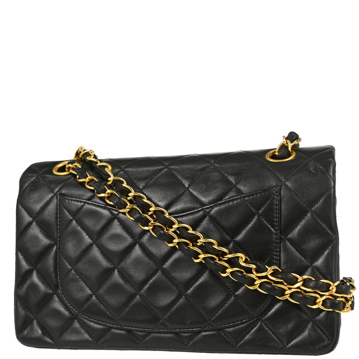 Chanel 1996-1997 Black Lambskin Small Classic Double Flap Shoulder Bag