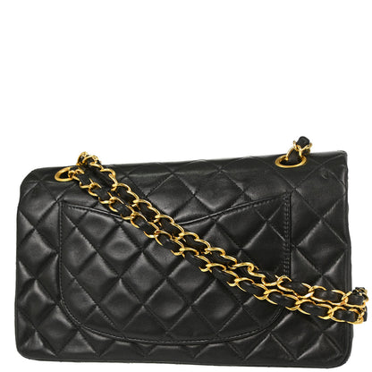Chanel 1996-1997 Black Lambskin Small Classic Double Flap Shoulder Bag