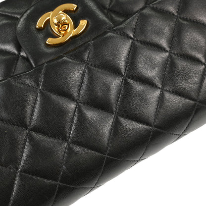 Chanel 1996-1997 Black Lambskin Small Classic Double Flap Shoulder Bag