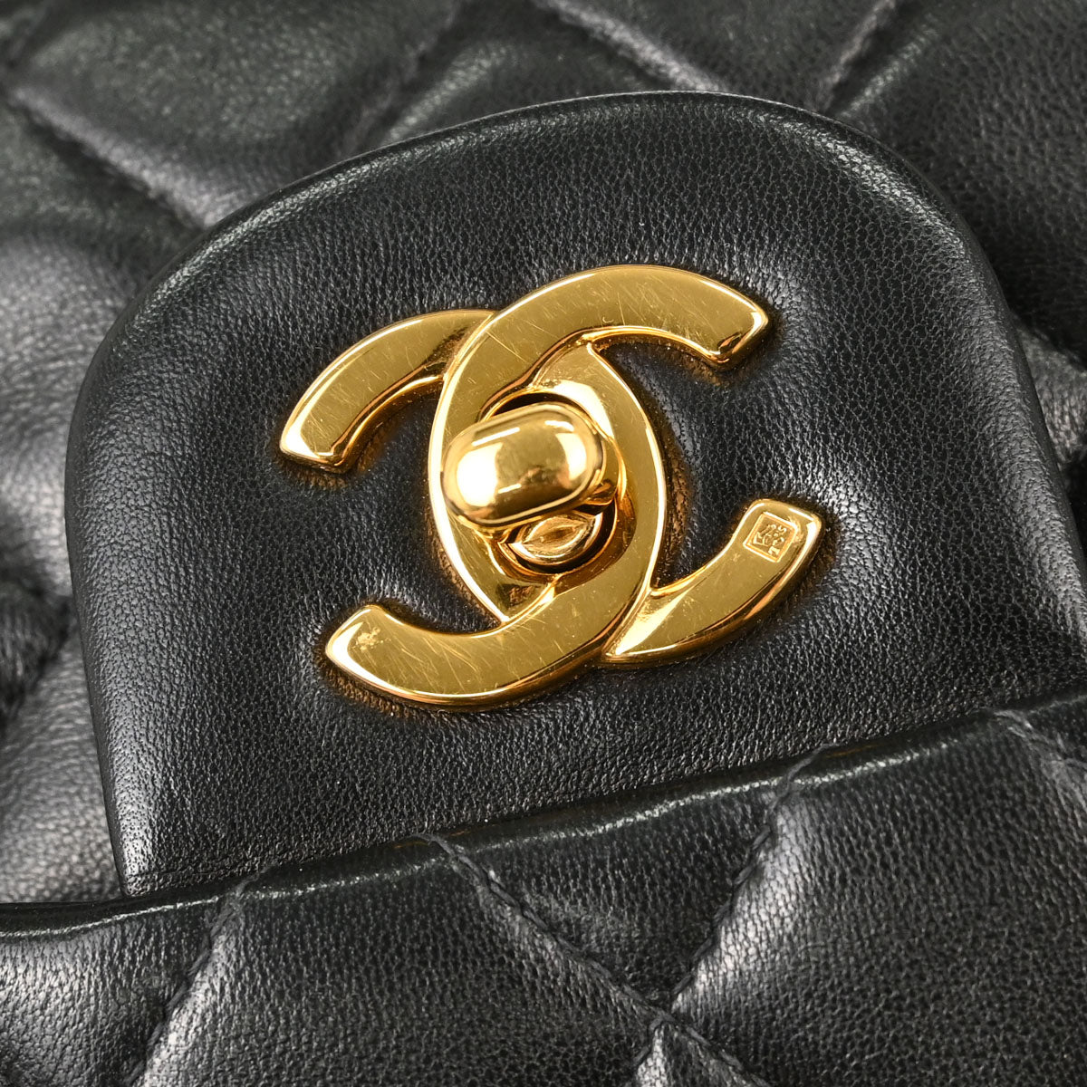 Chanel 1996-1997 Black Lambskin Small Classic Double Flap Shoulder Bag