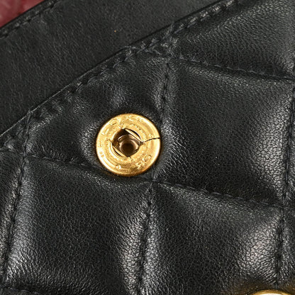 Chanel 1996-1997 Black Lambskin Small Classic Double Flap Shoulder Bag