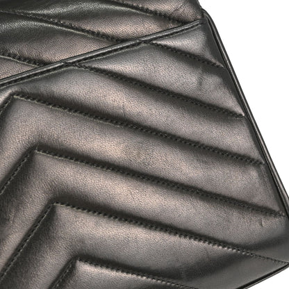 Chanel 1991-1994 Black Lambskin Chevron Top Handle Handbag
