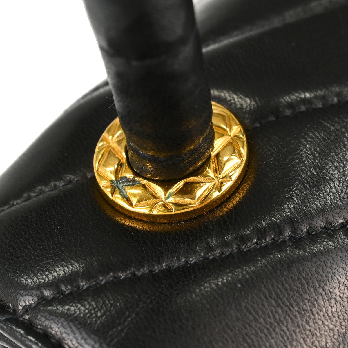 Chanel 1991-1994 Black Lambskin Chevron Top Handle Handbag
