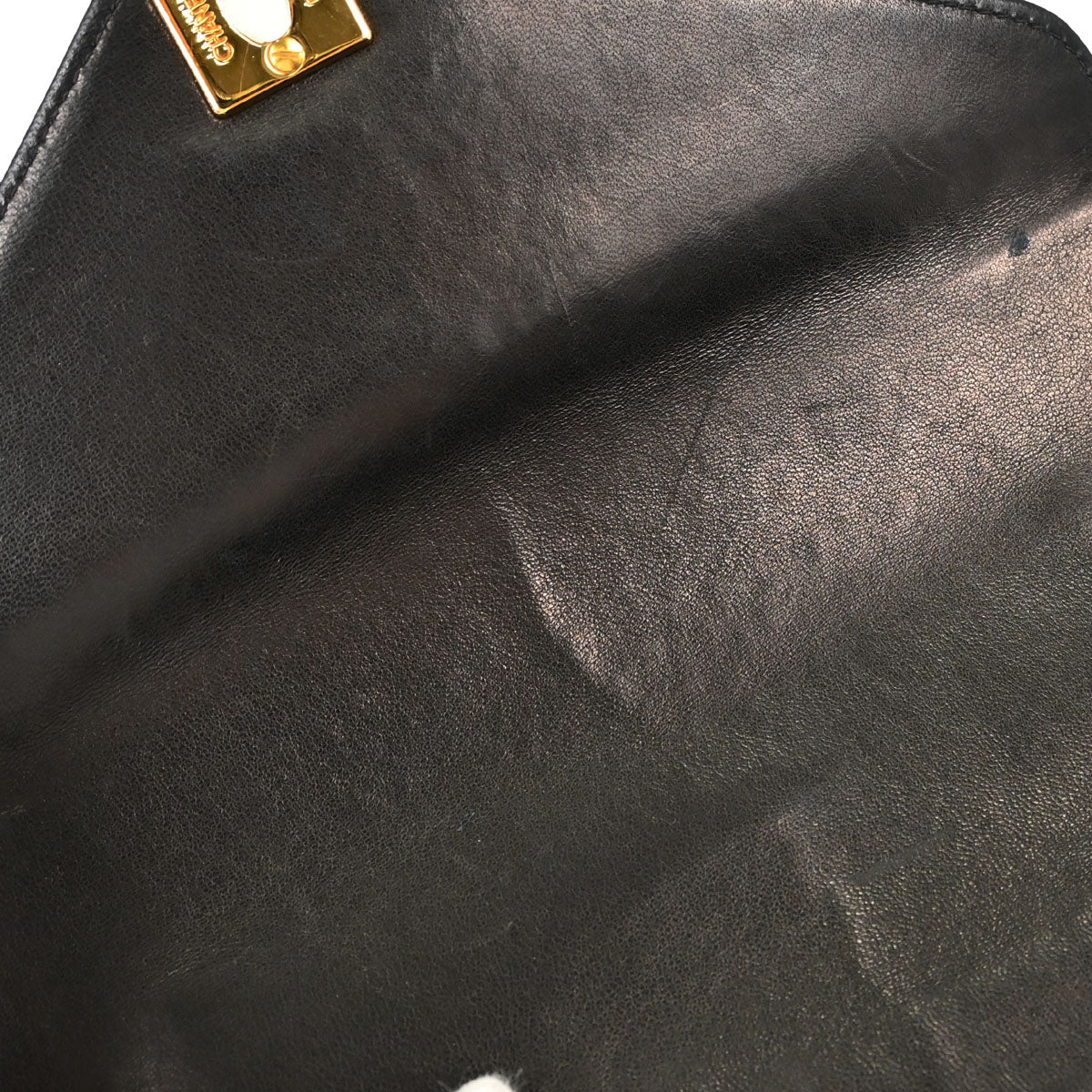 Chanel 1991-1994 Black Lambskin Chevron Top Handle Handbag