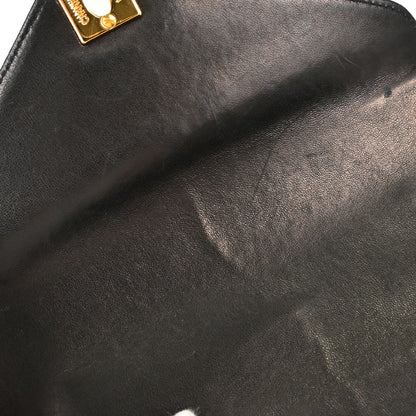 Chanel 1991-1994 Black Lambskin Chevron Top Handle Handbag