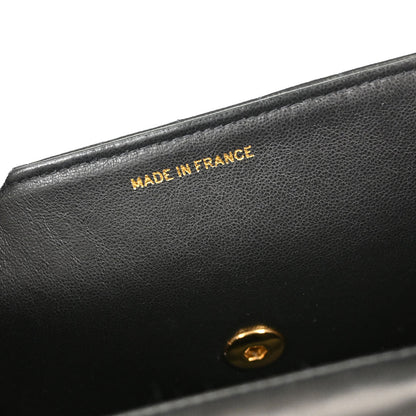 Chanel 1991-1994 Black Lambskin Chevron Top Handle Handbag