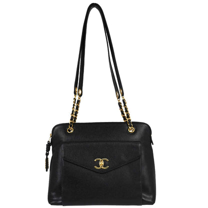 Chanel Black Caviar Skin Tote Shoulder Bag