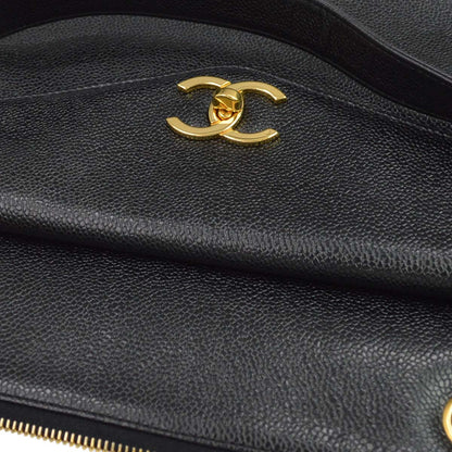Chanel Black Caviar Skin Tote Shoulder Bag