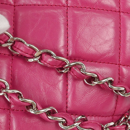 Chanel Pink Calfskin Chain Around Single Flap Shoulder Bag