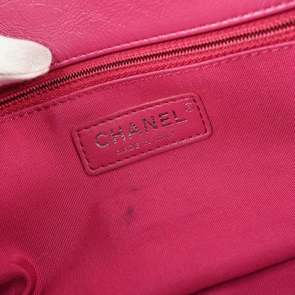 Chanel Pink Calfskin Chain Around Single Flap Shoulder Bag